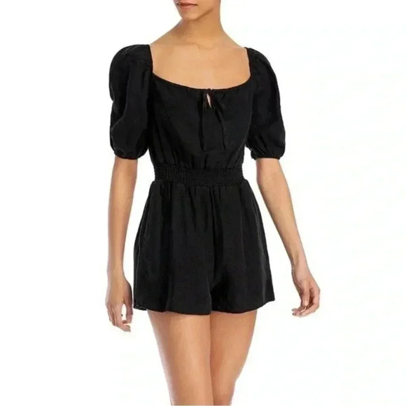 Bella Dahl Black Linen Romper - Size L - NWT - Picture 1 of 6